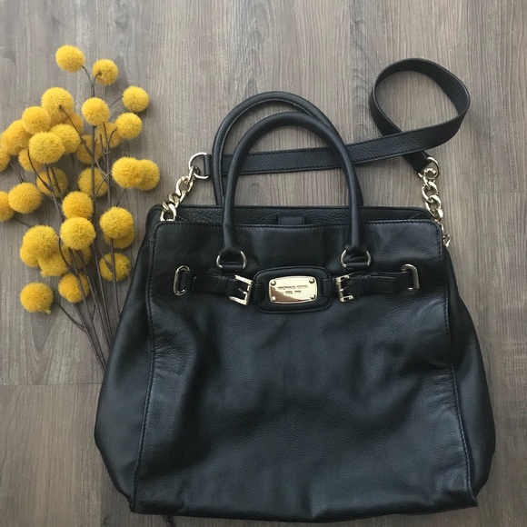 Michael Kors Handbags - Michael Kors Black Leather East West Hamilton Tote